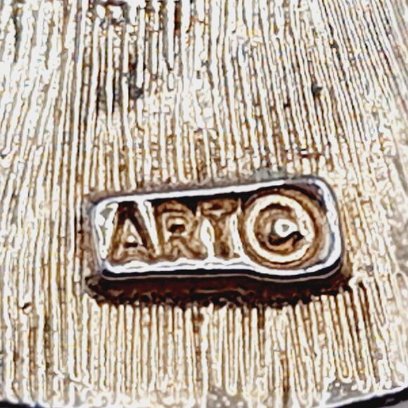 Arthur Pepper ART Modernist Gold Tone Textured Circle Brooch Vintage 1950s - Picture 6 of 7